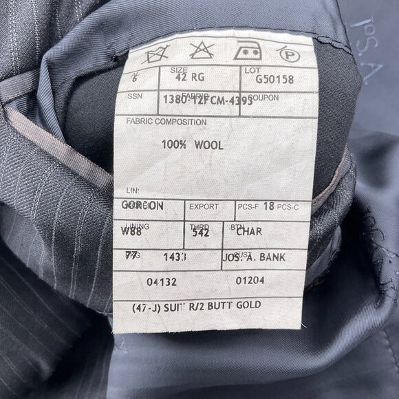 Jos A Banks Blazer Men 42R Gray Pinstripe Gordon Super 150s Wool Signature VTG‎ - Picture 12 of 15
